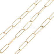 304 Stainless Steel Paperclip Chains, Unwelded, with Spool, Golden, 20.5x7x1mm, about 32.81 Feet(10m)/Roll(CHS-C006-03G)