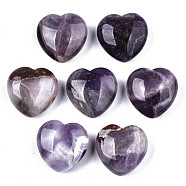 Natural Amethyst Heart Love Stones, Pocket Palm Stones for Reiki Balancing, 29~29.5x30~31x12~15mm(G-S330-13A)