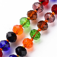 Transparent Glass Beads Strands, Faceted Abacus, Mixed Color, 8x6mm, Hole: 1.2mm, about 31pcs/strand, 9.25 inch~9.45 inch(23.5cm~24cm)(GLAA-T025-01A)
