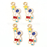 Alloy Enamel Pendants, Spaceman with Star, Light Gold, Colorful, 25x11x2mm, Hole: 2mm(ENAM-S121-139)