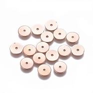 Ion Plating(IP) 304 Stainless Steel Spacer Beads, Flat Round, Rose Gold, 8x0.8mm, Hole: 1.2mm(STAS-G200-02B-RG)