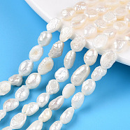 Natural Cultured Freshwater Pearl Beads Strands, Baroque Pearls Keshi Pearl Beads, Two Sides Polished, Creamy White, 7~16x5~6.5x2.5~4.5mm, Hole: 0.6mm, about 43~45pcs/strand, 13.39~13.58 inch(33.5~34.5cm)(X-PEAR-N014-05K)