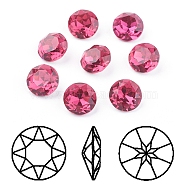 Pointed Back & Back Plated K9 Glass Rhinestone Cabochons, Grade A, Faceted, Flat Round, Fuchsia, 10x5mm(RGLA-J012-10mm-502)