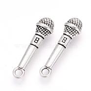 Tibetan Style Alloy Pendants, Microphone, Cadmium Free & Lead Free, Antique Silver, 26x7x5mm, Hole: 2.5mm, about 590pcs/1000g(TIBE-S309-86AS-RS)