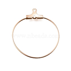 304 Stainless Steel Pendants, Hoop Earring Findings, Rose Gold, 29x26x1.5mm, 20 Gauge, Hole: 1mm, Pin: 0.8mm(STAS-T031-20-25mm-RG)