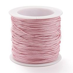Braided Nylon Thread, DIY Material for Jewelry Making, Pearl Pink, 0.8mm, 100yards/roll(X-NWIR-K013-A30)