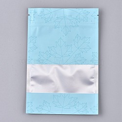 Plastic Zip Lock Bags, Resealable Aluminum Foil Pouch, Food Storage Bags, Rectangle, Maple Leave Pattern, Light Sky Blue, 15.1x10.1cm, Unilateral Thickness: 3.9 Mil(0.1mm)(OPP-P002-C05)