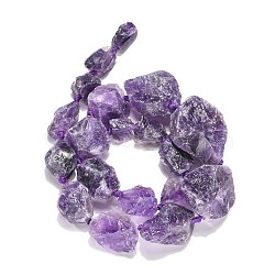 Natural Amethyst Beads Strands, Graduated Beads, Nuggets, Amethyst, 16~50x10~38x7~27mm, Hole: 1mm(G-G486-01)