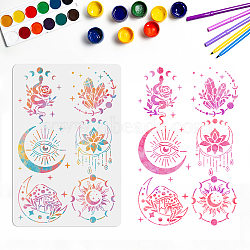 PET Hollow Out Drawing Painting Stencils, for DIY Scrapbook, Photo Album, Moon Phase Pattern, 400x600mm(DIY-WH0427-0005)