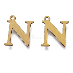 Vacuum Plating  304 Stainless Steel Charms, Laser Cut, Alphabet, Antique Bronze, Letter.N, 12.5x10x0.8mm, Hole: 1mm(STAS-H112-N-AB)