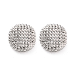 Rack Plating Half Round Brass Stud Earrings, Lead Free & Cadmium Free, Long-Lasting Plated, Platinum, 24x24mm(EJEW-M029-08P)