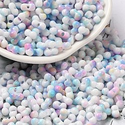 Baking Paint Glass Seed Beads, Round Hole, Peanut, Colorful, 6~6.5x3~3.5x3~3.5mm, Hole: 1~1.2mm, about 4500pcs/pound(SEED-F005-01A-14)