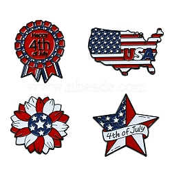 4Pcs 4 Styles Enamel Pins, Independence Day Zinc Alloy Brooch, for Backpack Clothes, Mixed Color, 28~32.5x20~30x1.3mm, 1pc/style(JEWB-FS0001-07)