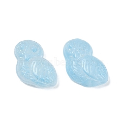 Transparent Glass Beads, Owl, Baking Paint, Light Blue, 18x14.5x6.5mm, Hole: 1.2mm(DGLA-E004-06J)