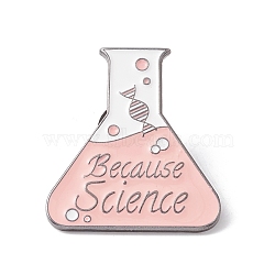 Word Because Science Enamel Pin, Chemistry Bottle Alloy Badge for Teachers' Day, Gunmetal, Pink, 30x27x1.5mm, Pin: 1mm(JEWB-H008-28B)