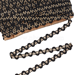 PandaHall Elite Two Tone Metallic Polyester Lace Trim, Garment Accessories, Black, 3/8 inch(10mm),  about 20 yards(18.28m)/set(OCOR-PH0001-92A)