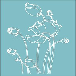 Self-Adhesive Silk Screen Printing Stencil, for Painting on Wood, DIY Decoration T-Shirt Fabric, Flower, Sky Blue, 28x22cm(DIY-WH0173-035)