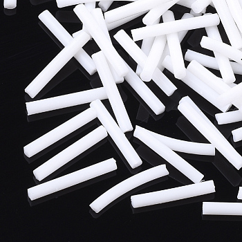 Silicone Beads, Tube, White, 14~17x2mm, Hole: 0.5mm, about 3000pcs/bag