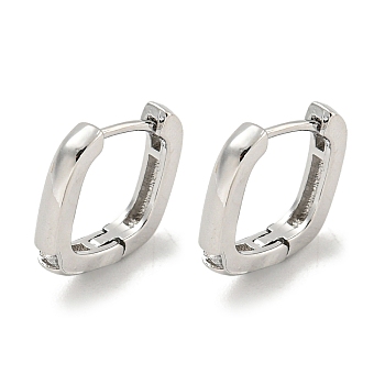 Brass Hoop Earrings, Real Platinum Plated, 11.5x2mm