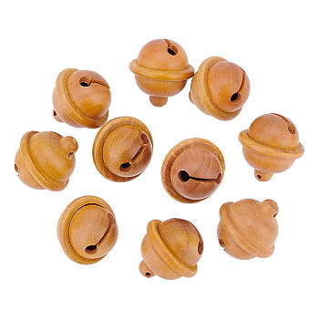 Engraved Wood Pendants, Undyed, Bell Charm, Peru, 20x19.5mm, Hole: 1.4mm