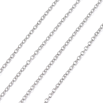 3.28 Feet 304 Stainless Steel Cable Chains, Soldered, Oval, Stainless Steel Color, 2x1.5x0.4mm