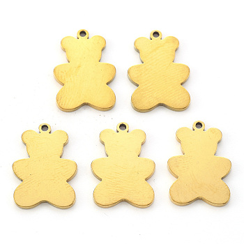 Vacuum Plating 304 Stainless Steel Pendants, Laser Cut, Blank Stamping Tag, Bear, Golden, 16x11.5x1mm, Hole: 1mm