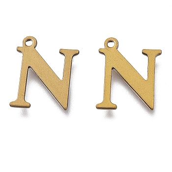 Vacuum Plating  304 Stainless Steel Charms, Laser Cut, Alphabet, Antique Bronze, Letter.N, 12.5x10x0.8mm, Hole: 1mm