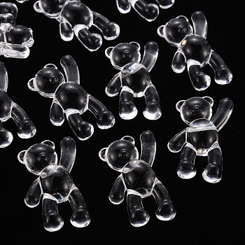 Transparent Acrylic Beads, Bear, Clear, 37x28x13mm, Hole: 2.5mm
