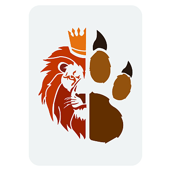 Plastic Drawing Painting Stencils Templates, for Painting on Scrapbook Fabric Tiles Floor Furniture Wood, Rectangle, Lion, 29.7x21cm