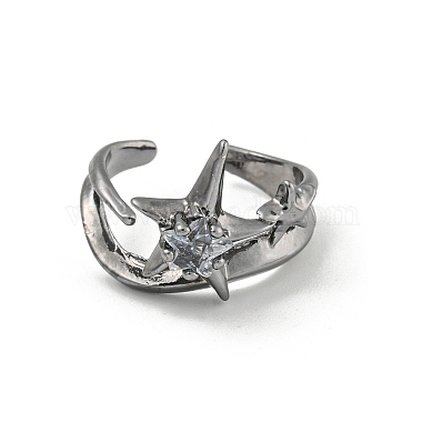 Star Zinc Alloy Open Cuff Ring(RJEW-Z048-01B-03)-2