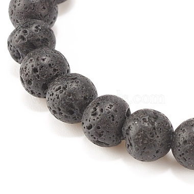 Natural Lava Rock Stretch Bracelet with Alloy Cross Coin(BJEW-JB08192-03)-6