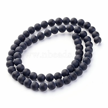 Natural Grade A Black Agate Beads Strands(X-G447-3)-2