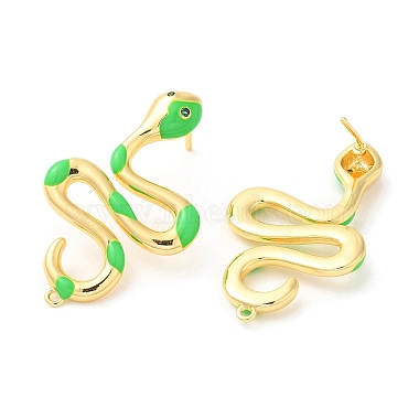 Enamel Snake Stud Earrings with Rhinestone(EJEW-D059-03)-3