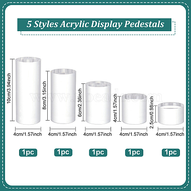 Fingerinspire 5piezas 5 estilos columna pedestales de exhibición de joyería de acrílico transparente(ODIS-FG0001-64)-2