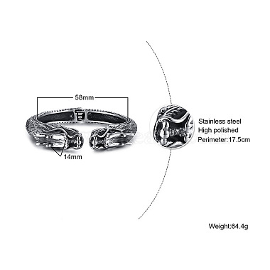 bracelet manchette tête de dragon en acier inoxydable pour hommes(PW-WG29981-01)-2