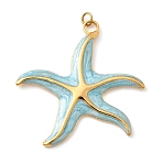 304 Stainless Steel Enamel Pendants, Ocean Theme Charms, Ion Plating(IP), Real 18K Gold Plated, Starfish, 34x35x2.5mm, Hole: 2.5mm(X-STAS-B093-33G-02)