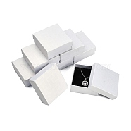 Cardboard Jewelry Boxes, for Earring & Ring & Pendant, with Sponge Inside, Square, White, 7.5x7.5x3.5cm, Inner Size: 7x7cm, No Cover: 7cm long, 7cm wide, 3mm thick, Cover: 7.5cm long, 7.5cm wide, 2cm thick(X-CBOX-N012-23)