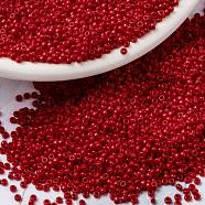 MIYUKI Round Rocailles Beads, Japanese Seed Beads, 15/0, (RR408) Opaque Red, 15/0, 1.5mm, Hole: 0.7mm, about 250000pcs/pound(SEED-G009-RR0408)
