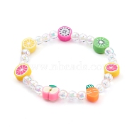 Stretch Beaded Bracelets, with Polymer Clay Fruit Beads and Acrylic Round Beads, Colorful, Inner Diameter: 2-1/4 inch(5.6cm)(BJEW-JB05949-01)