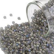 TOHO Round Seed Beads, Japanese Seed Beads, (176F) Light Black Diamond Transparent Rainbow Matte, 11/0, 2.2mm, Hole: 0.8mm, about 1110pcs/10g(X-SEED-TR11-0176F)