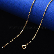 PVD Vacuum Plating 304 Stainless Steel Cable Chain Necklace, with Lobster Claw Clasp, Real 18K Gold Plated, 19.68 inch(50cm), Link: 3x2x0.6mm(NJEW-S420-008C-G)