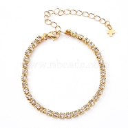 Brass Rhinestone Strass Chain Bracelets, Rhinestone Cup Chains Bracelets, Golden, 7 inch(17.8cm)(X-BJEW-JB06002)