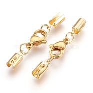 304 Stainless Steel Lobster Claw Clasps, with Cord Ends, Golden, 36mm(STAS-P207-07G-C)