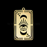 Vacuum Plating 201 Stainless Steel Pendants, Laser Cut, Rectangle with Eye & Moon & Star, Golden, 32x18x1mm, Hole: 1.5mm(STAS-T056-LA690-2)