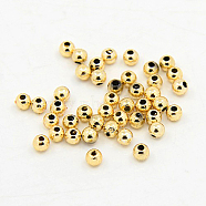 Plating Plastic Acrylic Round Beads, Light Gold Plated, 6mm, Hole: 1mm, about 4500pcs/pound(PACR-L003-6mm-KC)