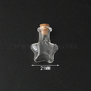 Mini High Borosilicate Glass Bottle Bead Containers, Wishing Bottle, with Cork Stopper, Star, Clear, 2.5x2.1cm(BOTT-PW0001-261A)