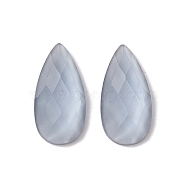 Glass Cabochons, Teardrop, Faceted, Light Steel Blue, 18x9x4mm(FIND-C047-05)