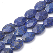 Natural Lapis Lazuli Beads Strands, Faceted, Oval, Dyed, 18~18.5x13~13.5x5mm, Hole: 1mm, about 22pcs/strand, 15.7 inch(G-S292-44)
