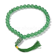 Natural Malaysia Jade Beads Stretch Bracelets, with Tassels, 15-3/8 inch(39cm)(BJEW-A025-01I)