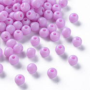 Opaque Acrylic Beads, Round, Violet, 6x5mm, Hole: 1.8mm, about 4400pcs/500g(MACR-S370-C6mm-A03)